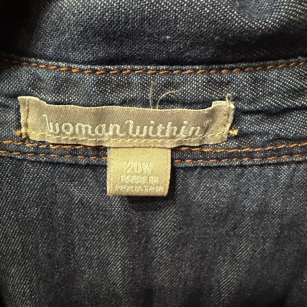 WOMAN WITHIN Belted Denim Jacket Shacket (Plus Size 20W) NEW WITHOUT TAGS!‎ - Picture 3 of 13